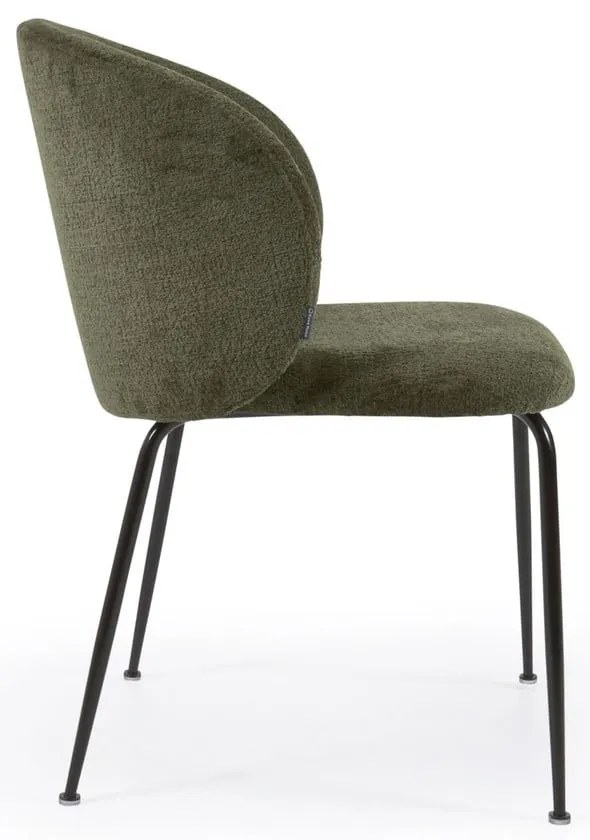 Zöld kárpitozott étkezőfotel Minna – Kave Home