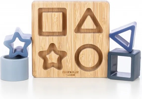 Apollo free2play szilikon/fa formaillesztő-Kék geometriai formák