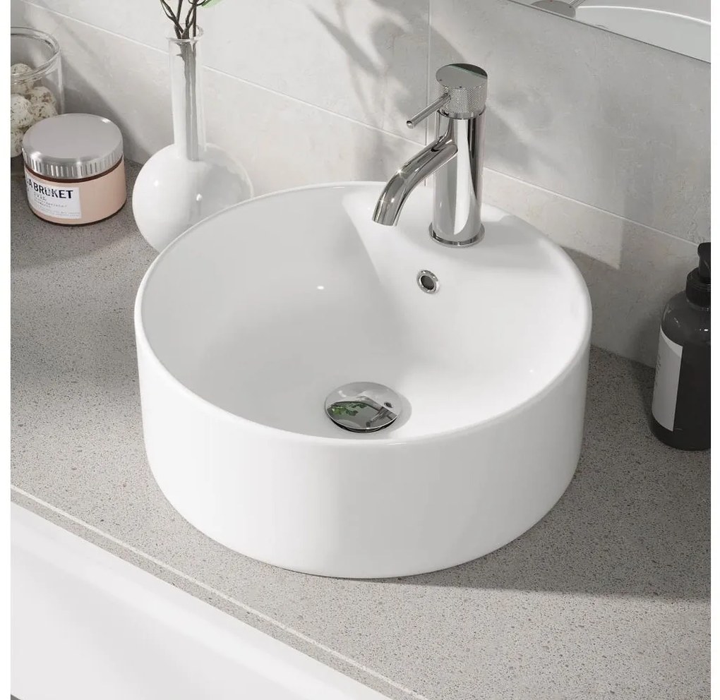 BATH DELUXE 06-038-09-11-00 - Ráépíthető mosdó VIKEDAL átm. 38 cm kerámia/fehér