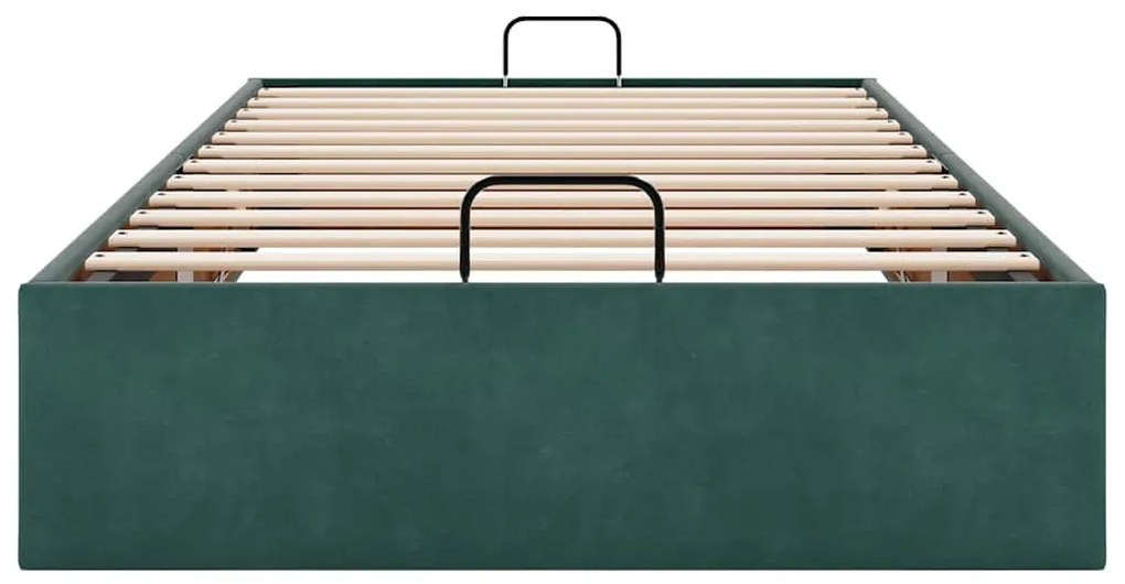 Ottomán ágykeret matrac nélkül Sötétzöld 100x200 cm bársony