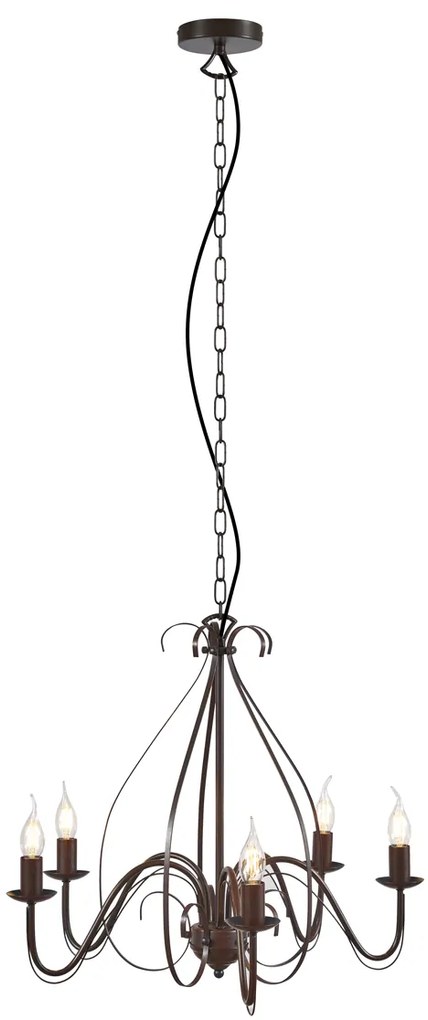 Klasszikus csillár rozsdabarna 5-lámpás - Giuseppe