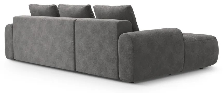 Szürke bársony kinyitható-tárolóhelyes sarokkanapé (bal oldali-heverő résszel) Linz – Cosmopolitan Design