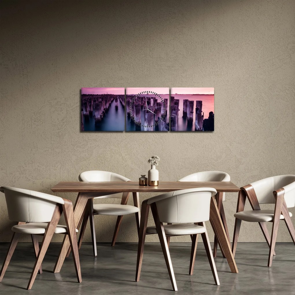 Fa kerekek képe (órával) (90x30 cm)