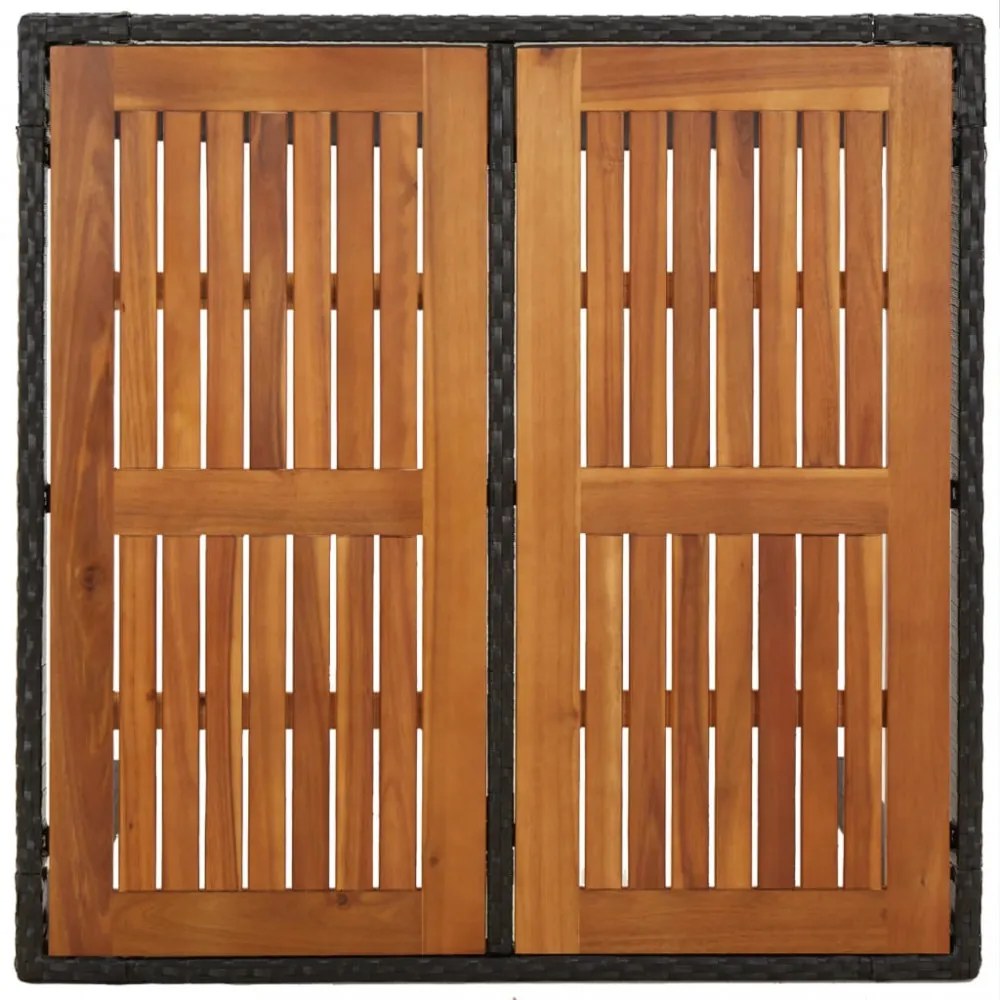 fekete polyrattan falapos kerti asztal 90 x 90 x 75 cm