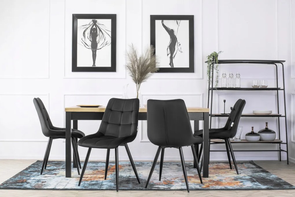 Étkezőszett HUGO asztal + 4 RIO szék fekete