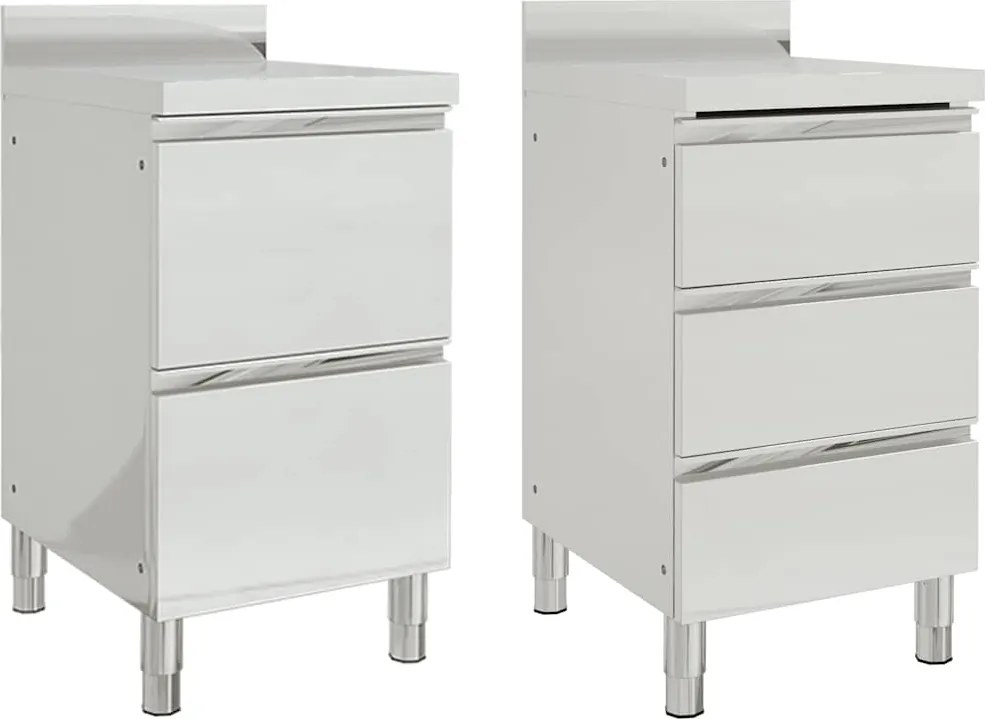vidaXL 2 db rozsdamentes acél konyhaszekrény 50x60x96 cm