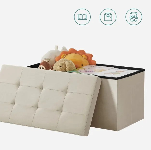 Taburette tárolóhellyel OTTOMAN 76x38 cm, krém