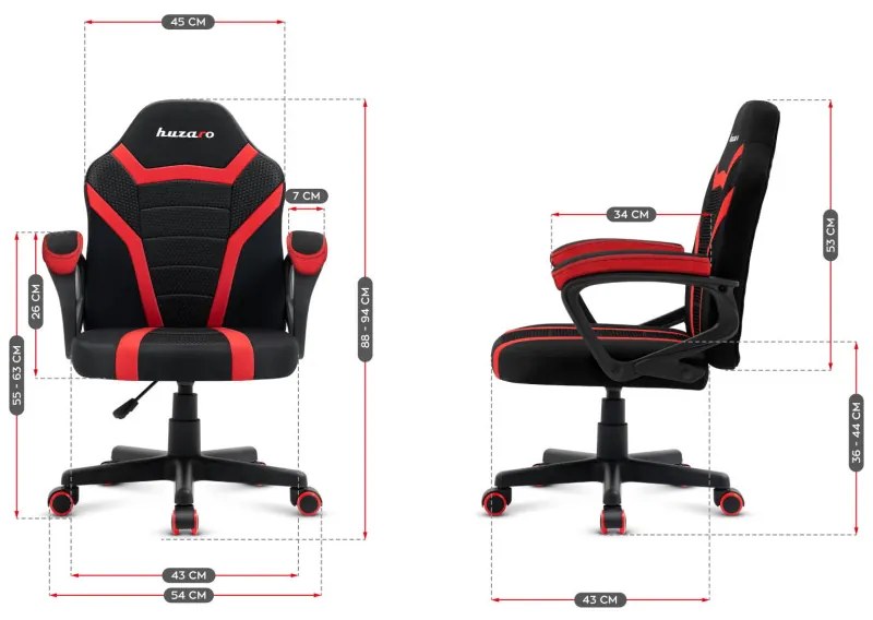 Gyermek gamer szék , gyerekeknek , RED MESH