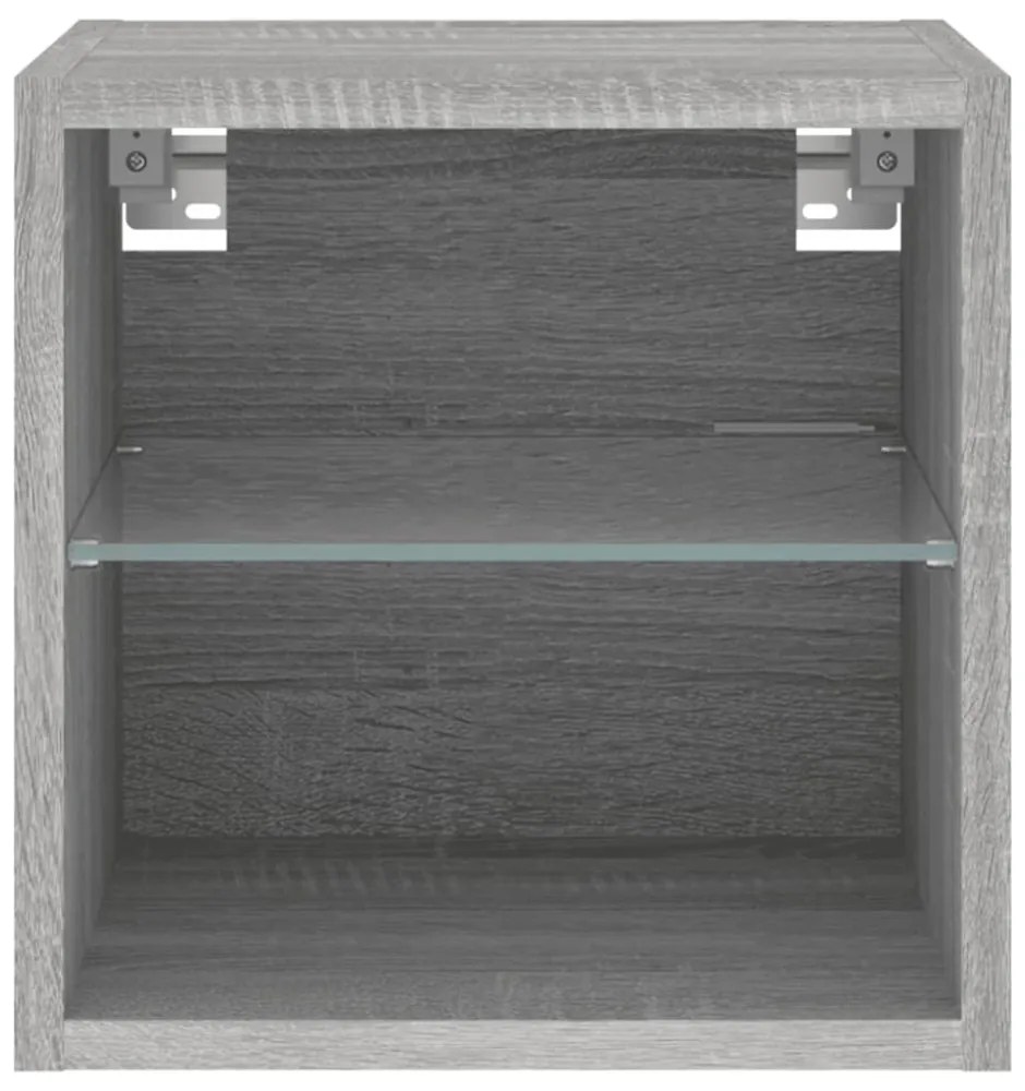 2 db szürke sonoma fali TV-szekrény LED-ekkel 30x28,5x30 cm