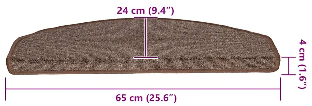 20 db kávébarna lépcsőszőnyeg 65x24x4 cm