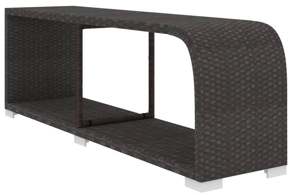 10-részes fekete polyrattan kerti bútorszett párnákkal