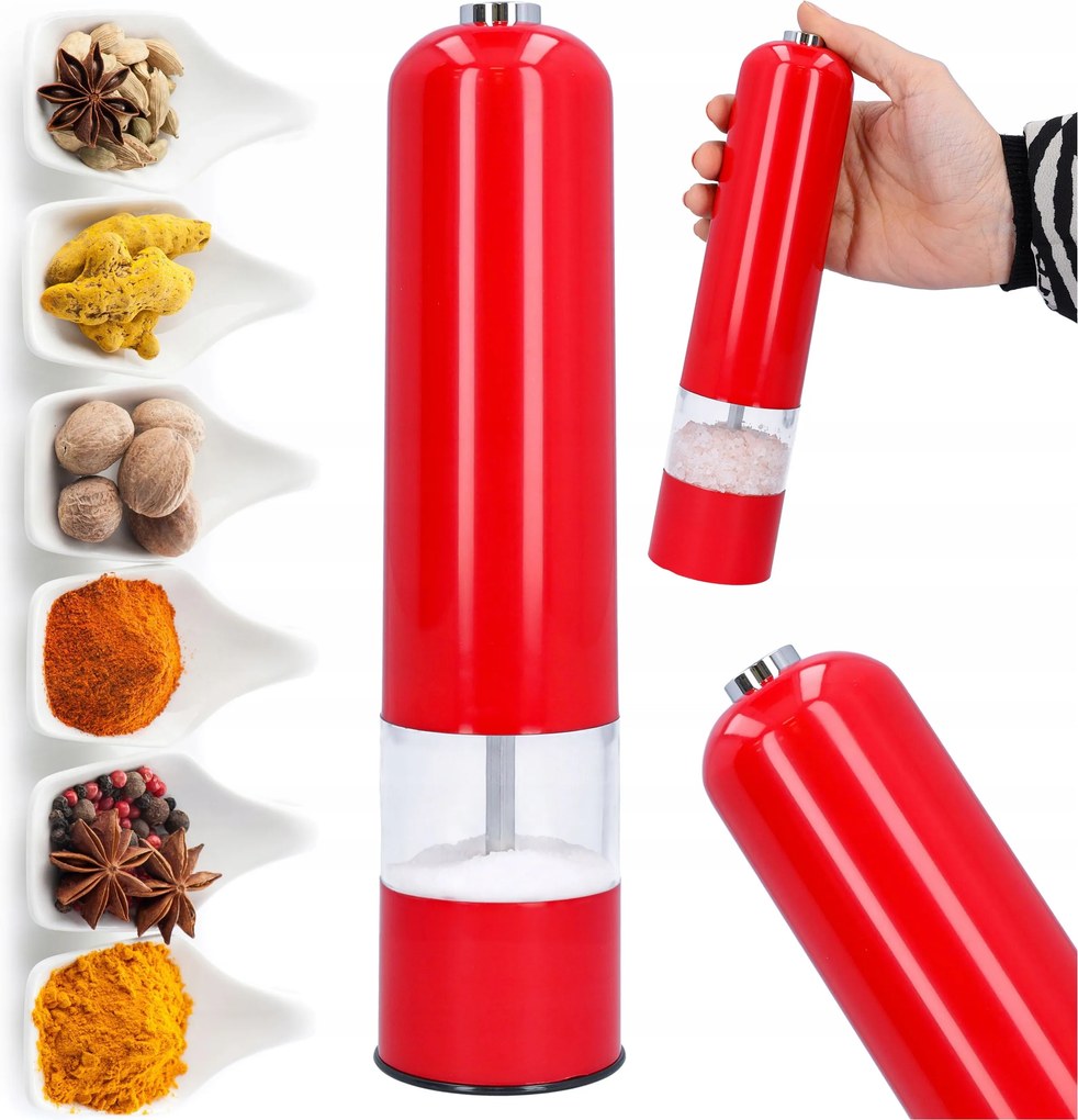 Elektromos só-bors daráló fűszer sószóró borsszóró piros