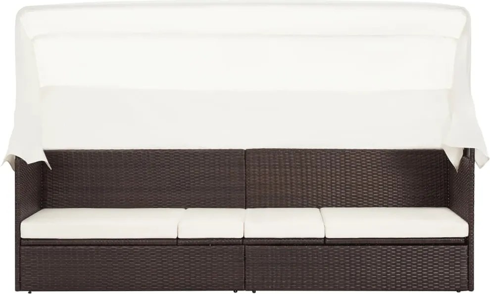 vidaXL barna polyrattan kerti kanapé napellenzővel