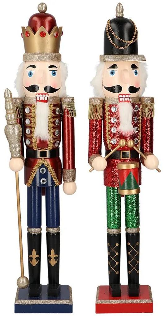 Fa Karácsonyi Diótörő figura király és dobos 60 cm / Dobos