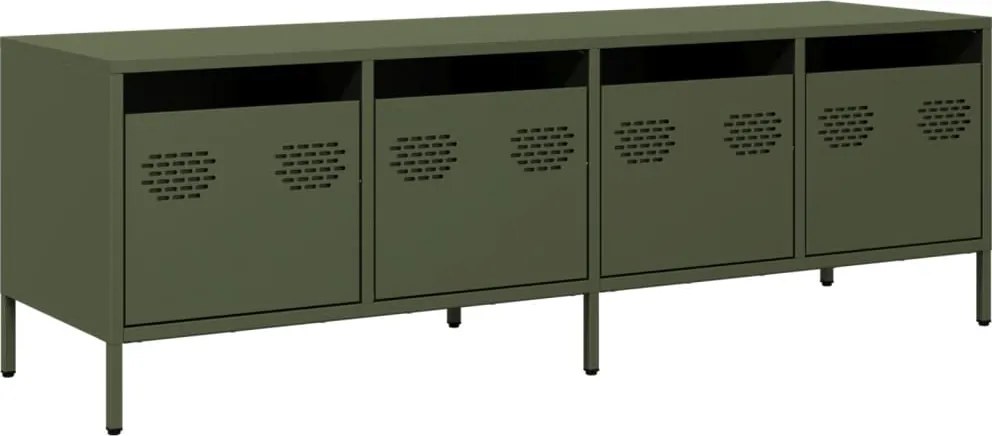 vidaXL olívazöld hidegen hengerelt acél TV-szekrény 135x39x43,5 cm