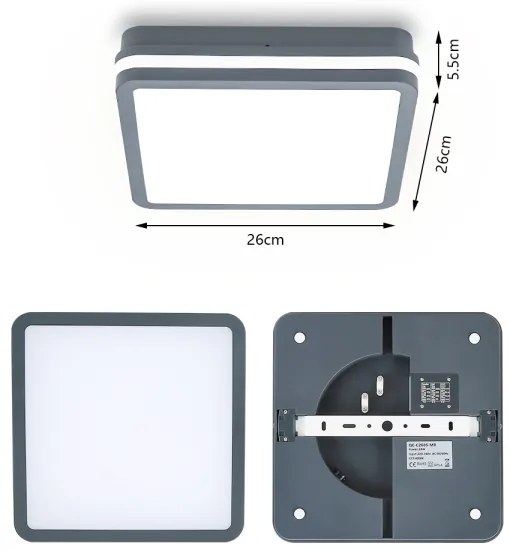 Brilagi - LED kültéri lámpatest érzékelővel BENE LED/24W/230V 26x26 cm IP54