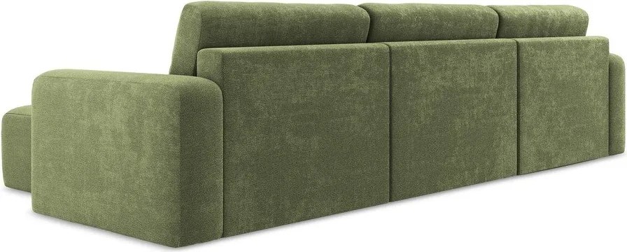 Zöld zsenília kinyitható-tárolóhelyes sarokkanapé (U alakú) Kona – Makamii