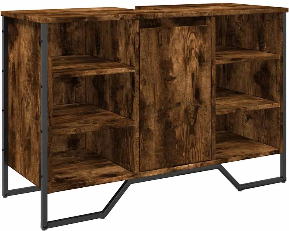 vidaXL füstös tölgy szerelt fa fürdőszobai mosdószekrény 91x35x60 cm