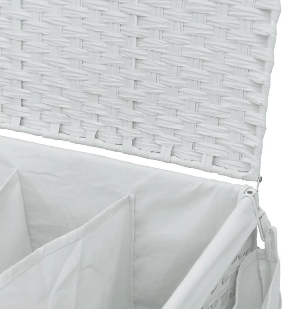 fehér rattan szennyeskosár kerekekkel 60x35x60,5 cm