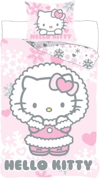 Hello Kitty Cozy Winter ágyneműhuzat 140×200cm, 70×90 cm