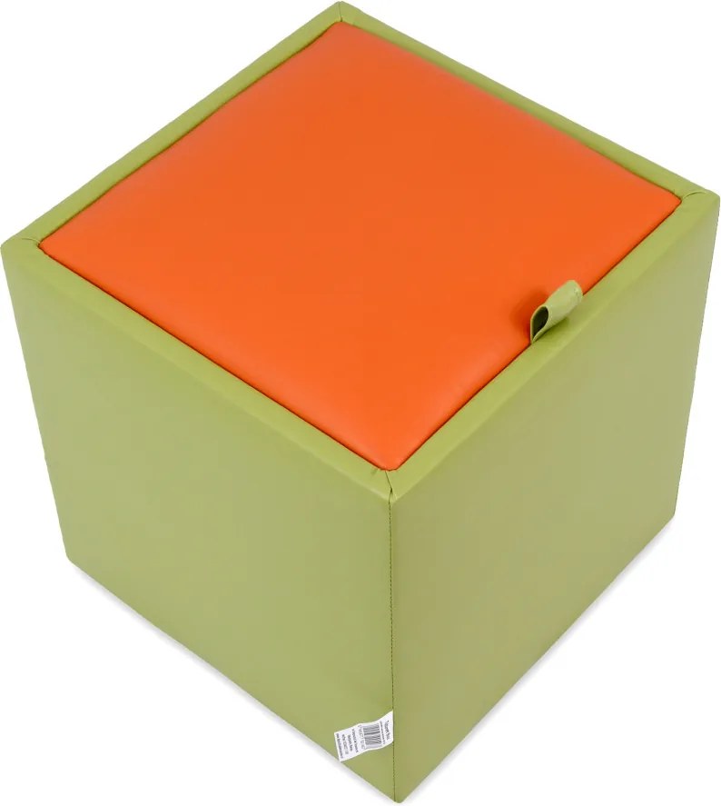 Box puff - műbőr, zöld/narancssárga - 21899/21895 R