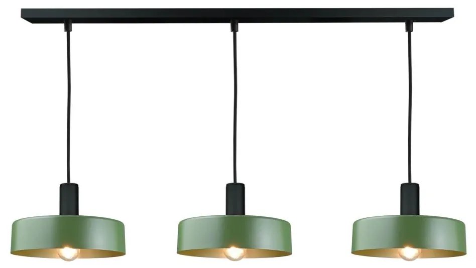 Csillár zsinóron HAKI 3xE27/60W/230V zöld/fekete