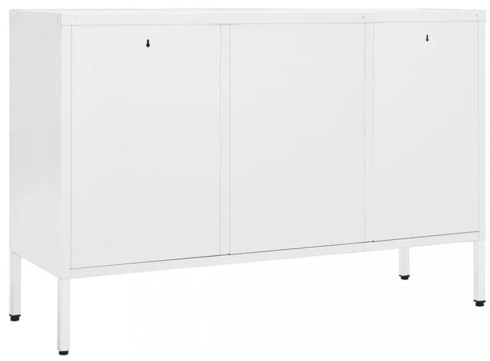 fehér acél és edzett üveg tálalószekrény 105 x 35 x 70 cm