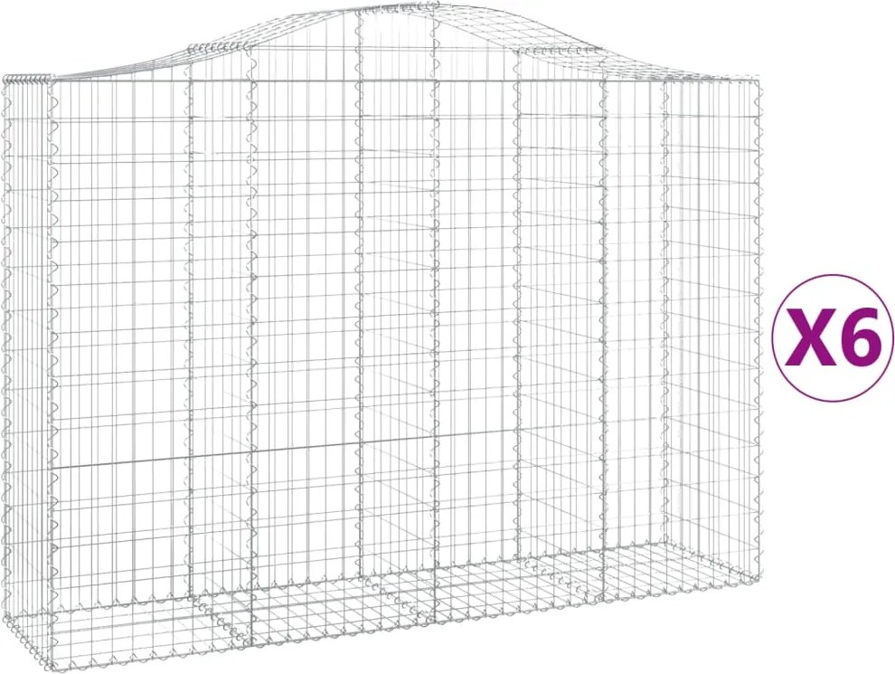 vidaXL 6 db íves horganyzott vas gabion kosár 200x50x140/160 cm