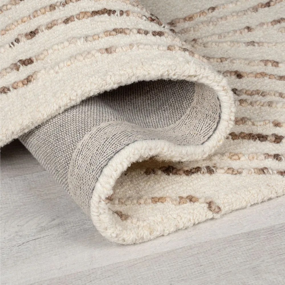 Barna-krémszínű gyapjú szőnyeg 160x230 cm Abstract Swirl – Flair Rugs