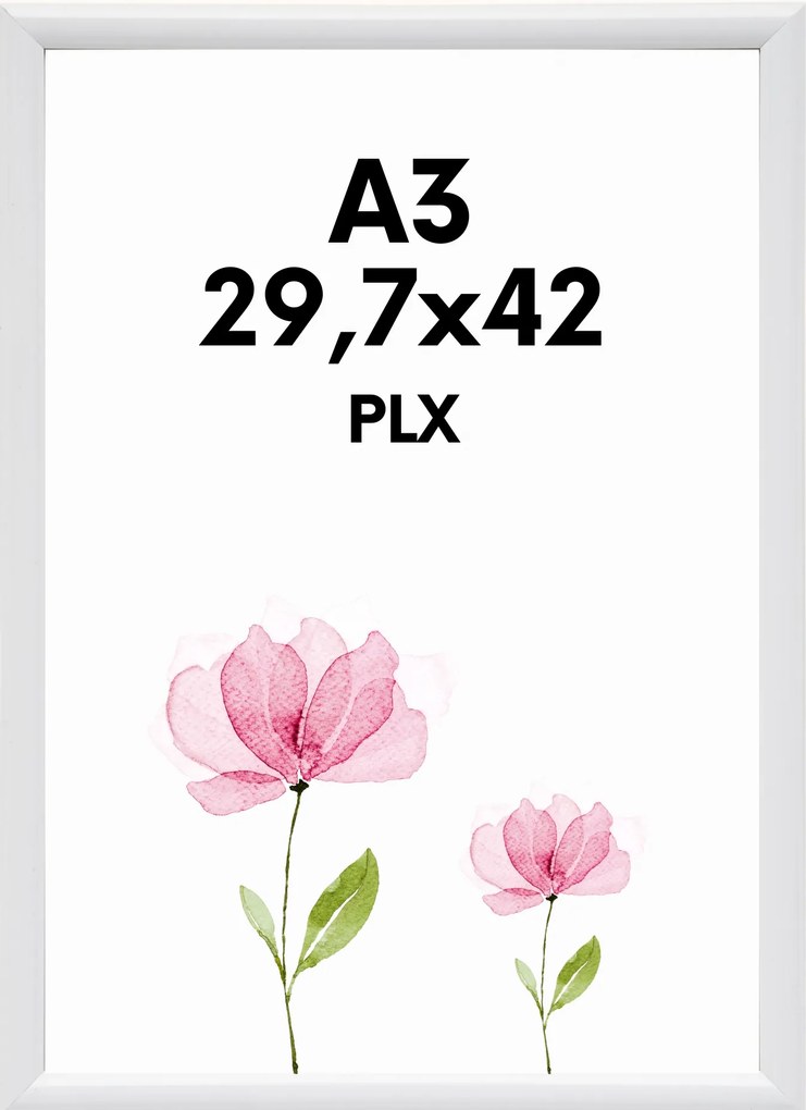 Képkeret A3 29,7x42 fehér plexi univerzális oklevél