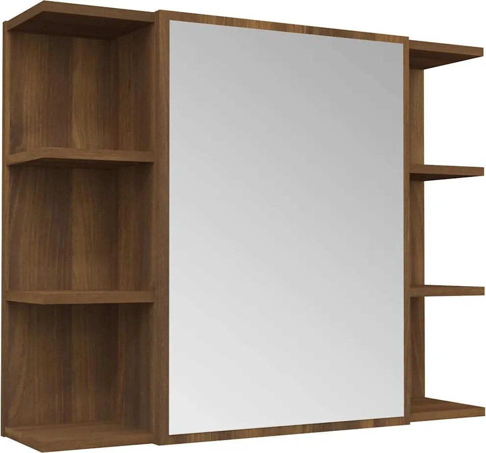 vidaXL barna tölgyszínű szerelt fa tükrös szekrény 80 x 20,5 x 64 cm