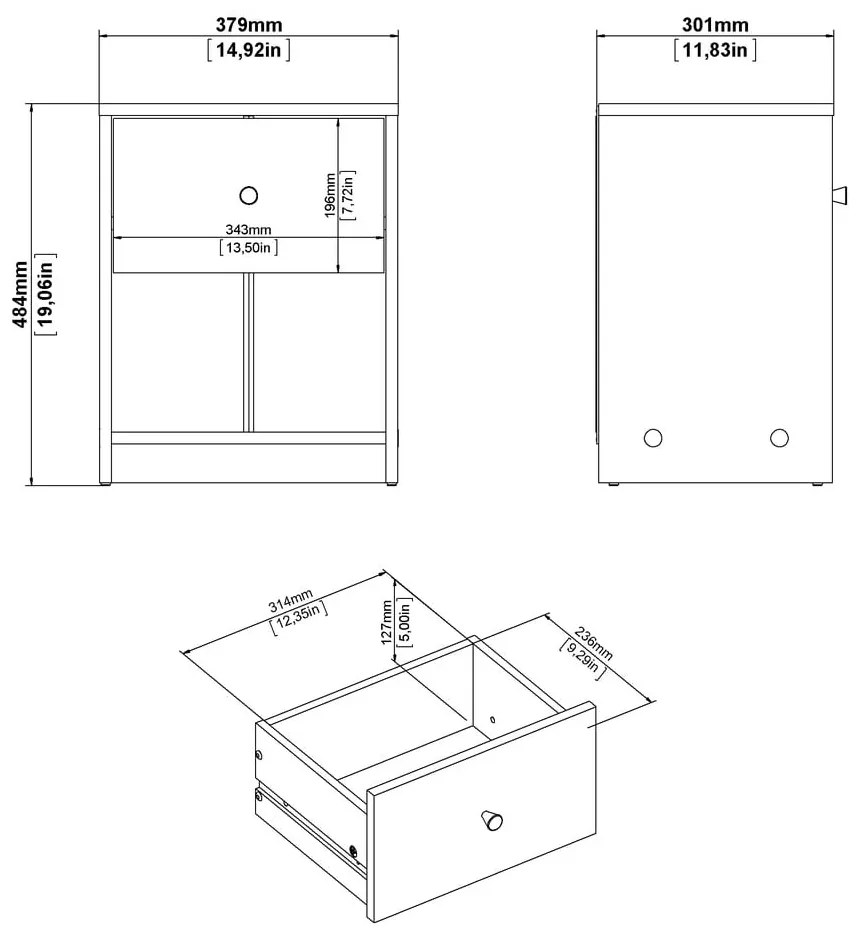 Természetes színű éjjeliszekrény tölgyfa dekorral May - Tvilum