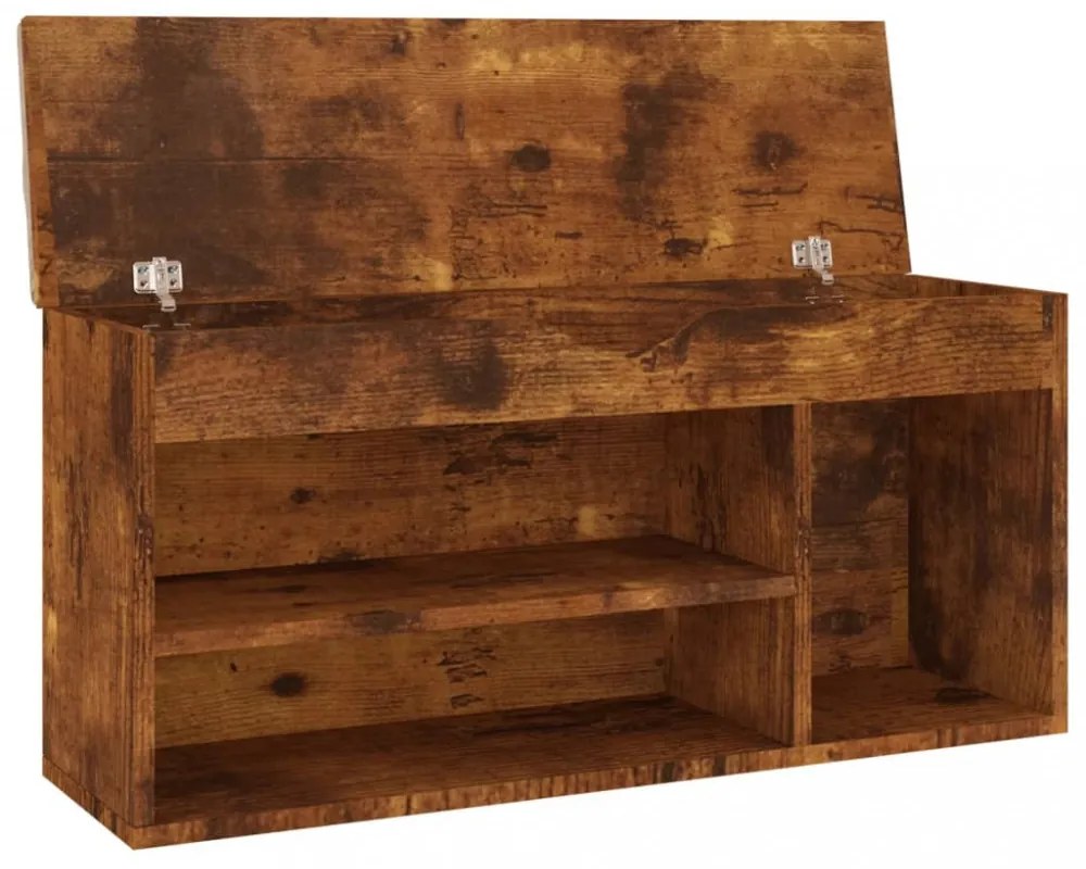 füstölt tölgy színű cipőtároló pad párnával 104 x 30 x 49 cm
