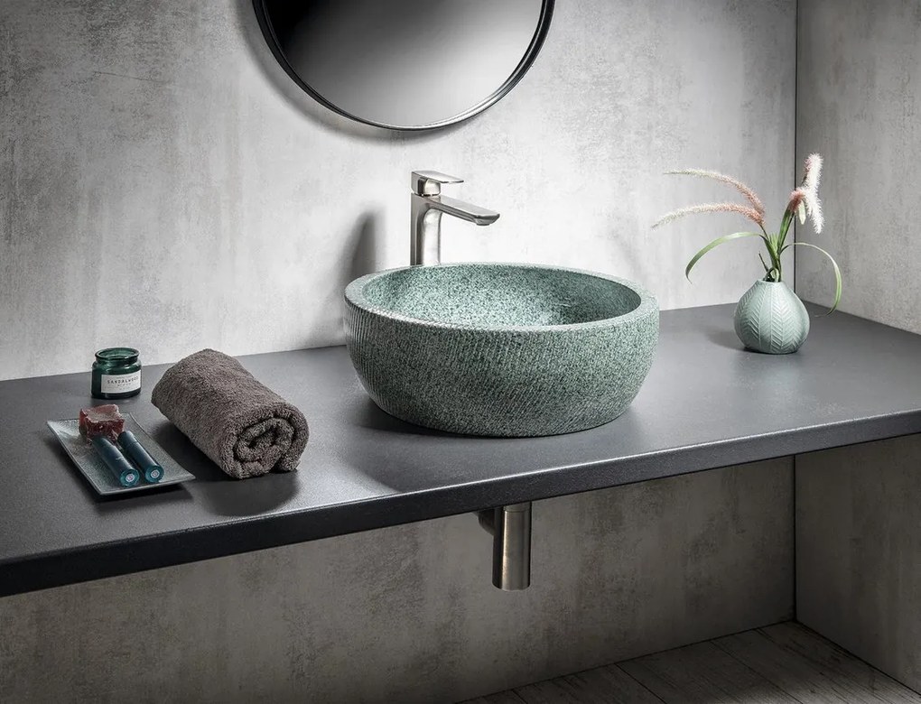 Sapho Sapho, PRIORI kerámia mosdókagyló, átmérő 41 cm, fehér szín, kék festéssel, PI012