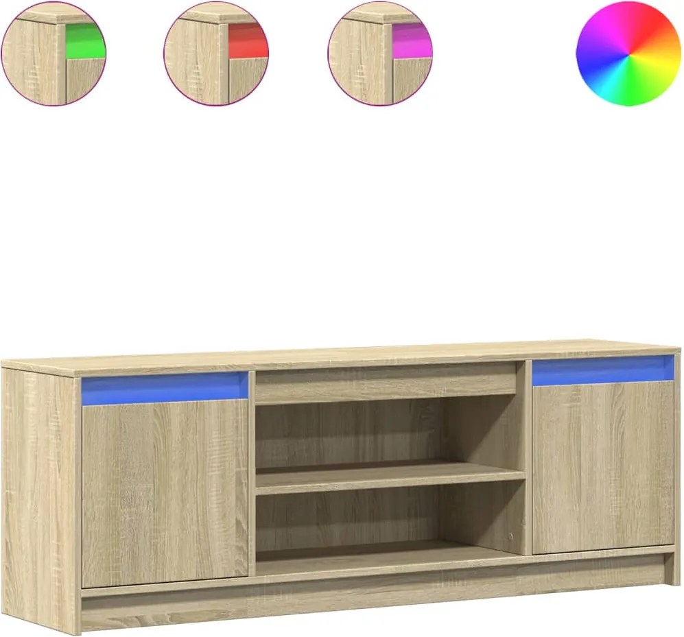 vidaXL sonoma tölgy színű szerelt fa LED-es TV-szekrény 139,5x34x50 cm