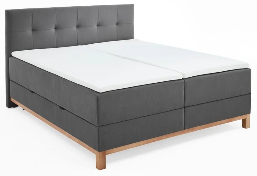 Sötétszürke boxspring ágy tárolóhellyel 180x200 cm Catania - Meise Möbel