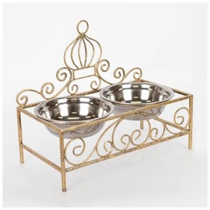 Állvány két rozsdamentes acél tállal