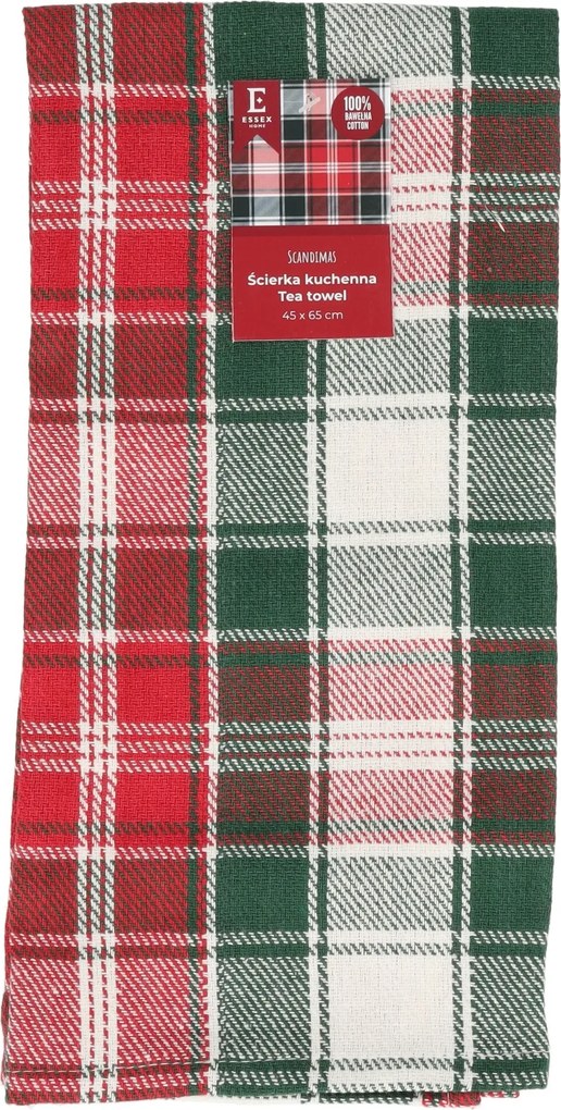 Scandimas karácsonyi kockás pamut konyhai törlőkendő