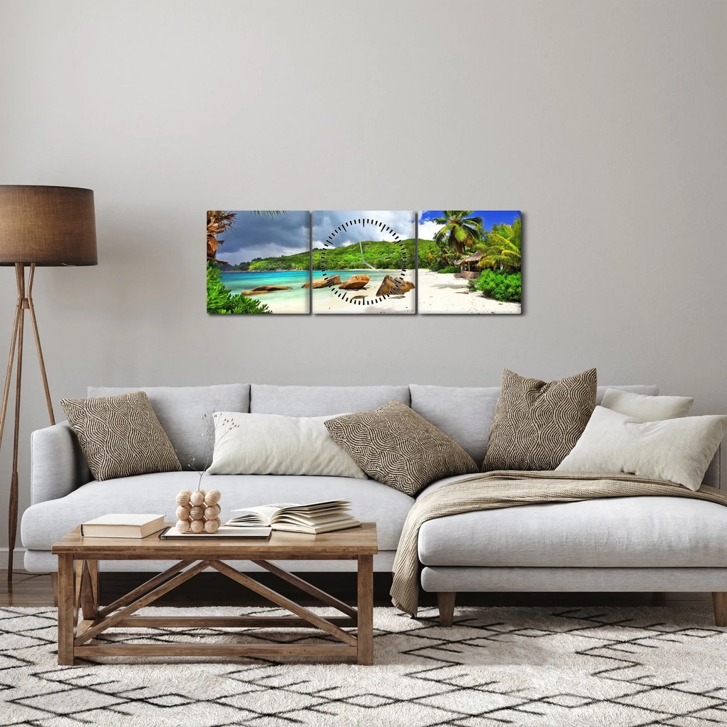 Kép - Seychelle-szigetek, Takamaka tengerpart (órával) (90x30 cm)