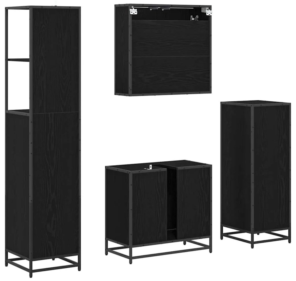 Fürdőszoba bútor szett 4 pcs Musta tammi 65 x 33 x 60 cm