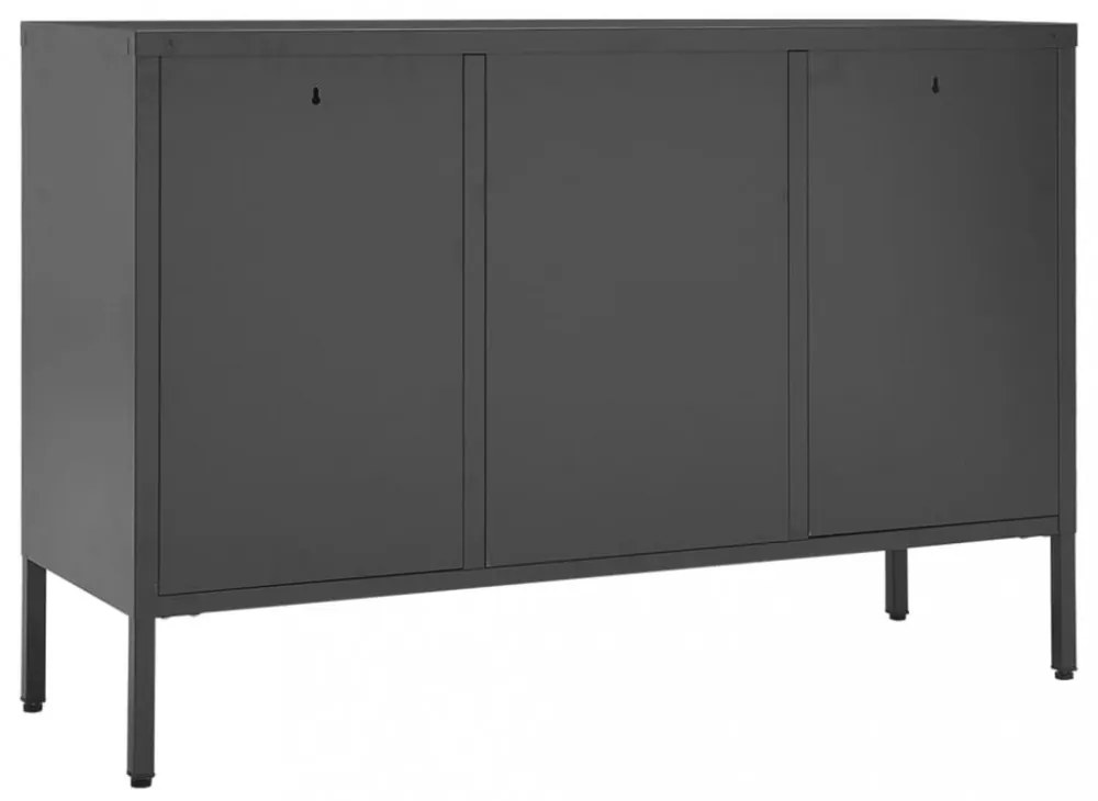 antracitszürke acél és edzett üveg tálalószekrény 105x35x70 cm