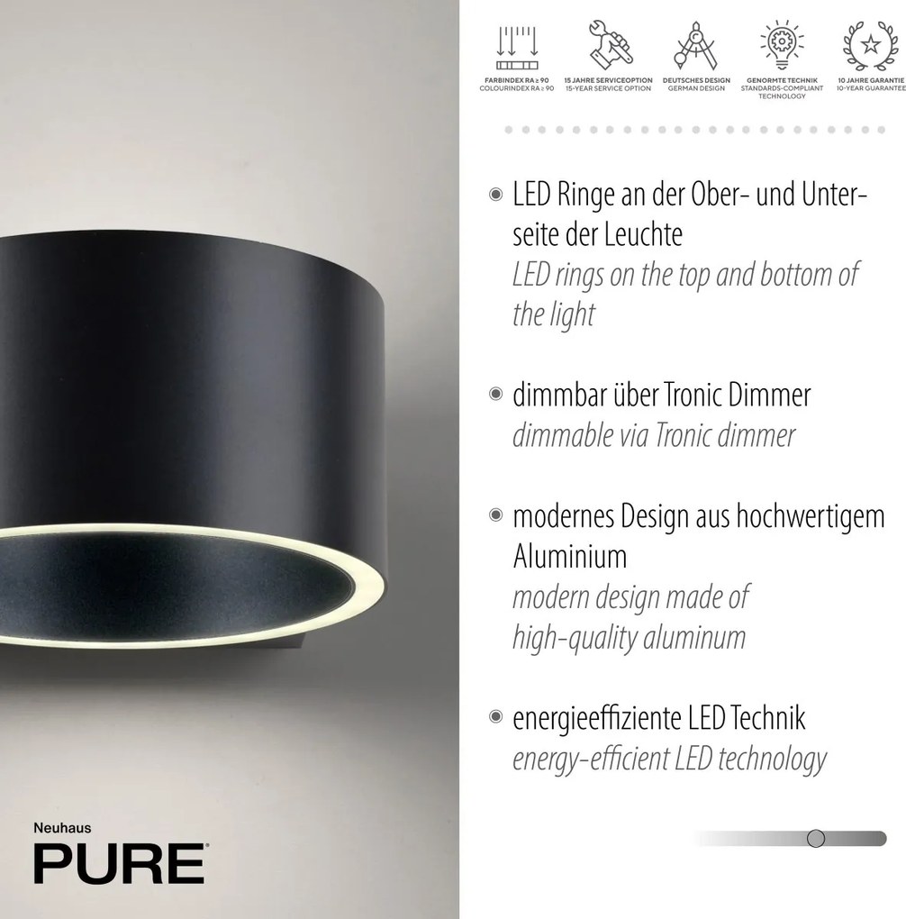 Paul Neuhaus modern fali lámpa pure clipse szürke pln8561-15