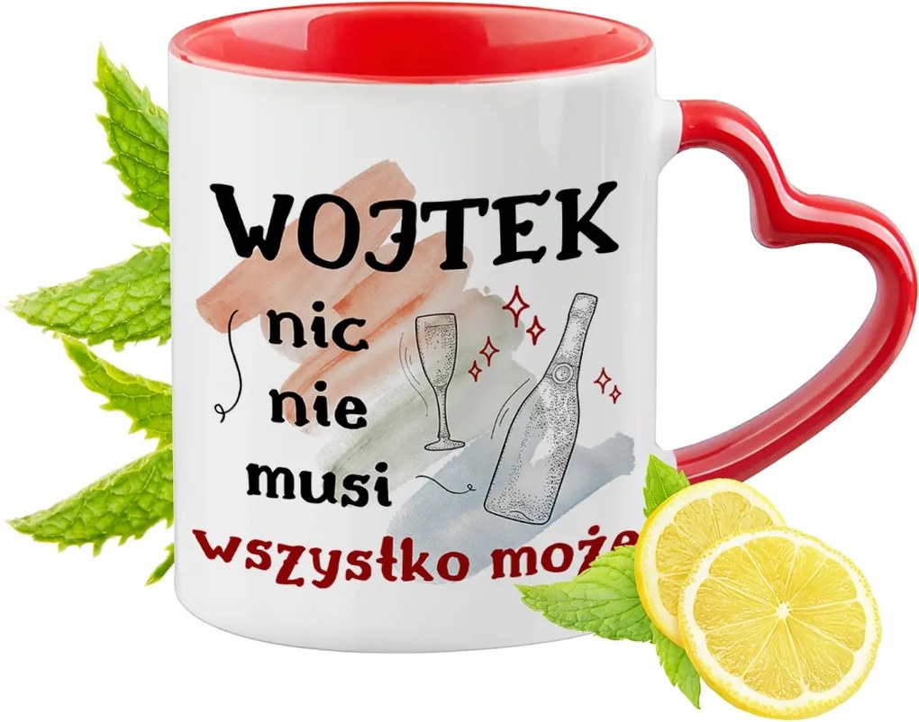 Piros bögre szív alakú füllel ajándékba