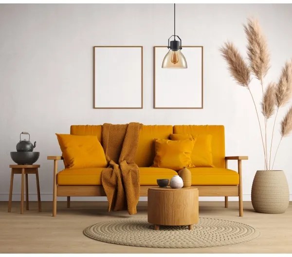 ITALUX PND-22371-1-BK+AMB - Csillár zsinóron DARLENA 1xE27/40W/230V fekete/barna