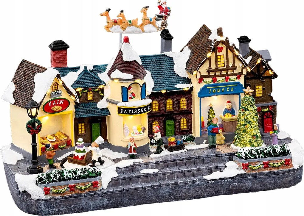 Karácsonyi Figura Led Téli Város Dekoráció Karácsonyra 36,9X25,9 CM