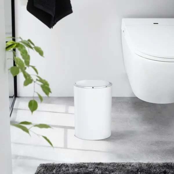 WENKO 22554100 - INCA szemeteskosár 18,5x25,5 cm fehér/fényes króm