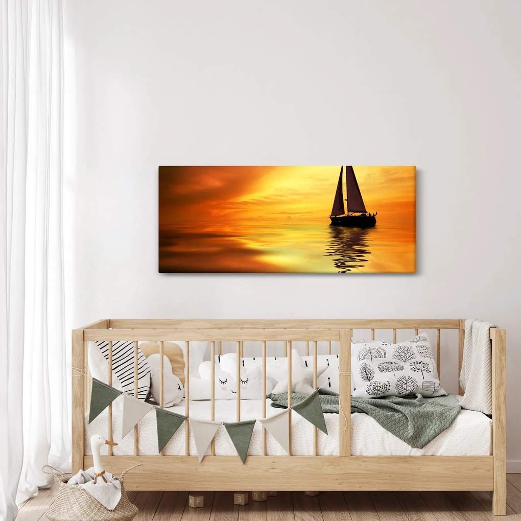 Kép - Vitorlás naplementében (120x50 cm)