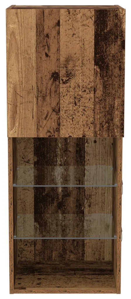 TV Szekrény LED Fényekkel Régi Fa 40,5x30x102 cm