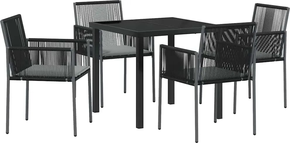 vidaXL Kert étkező szett 5 pcs Fekete PE Rattan