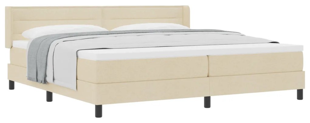 Boxspring ágy matraccal, Krém színben, 200 x 200 cm - Szövet
